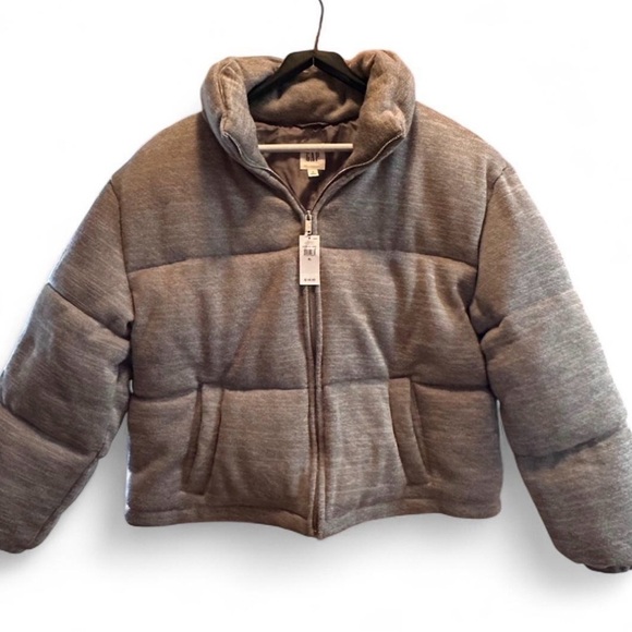 GAP Jackets & Blazers - NWT GAP Relaxed Fit Short Gray Puffer Jacket size XL Women’s
